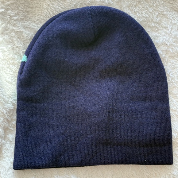 Men's Frog Design Beanie - Navy and Mint - Picture 2 of 2